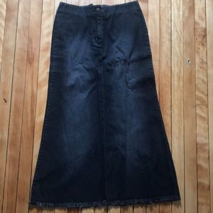Vintage black Denim Frayed Skirt